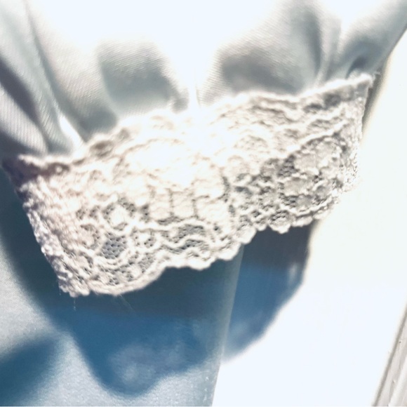 Vintage Christian Dior Ice Blue Lace Satin Nightgown Cottage Granny Core - Picture 6 of 6